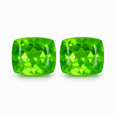 16.15 Ct Natural CERTIFIED Green Peridot Square Cushion Cut Loose Gemstone Pair